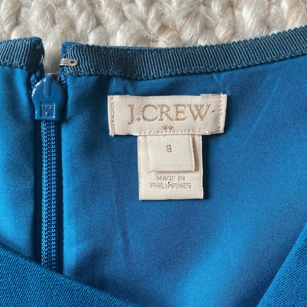 NWOT J. Crew Sleeveless Teal-Blue Sheath Dress - Picture 3 of 9